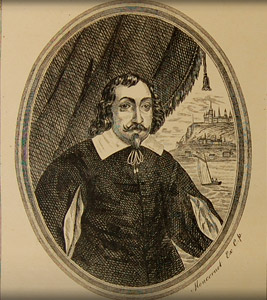 Portrait de Champlain dans les Œuvres de Champlain de la Collection spéciale de la bibliothèque de l'Assemblée nationale