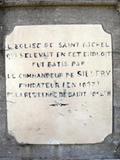 Plaque de l'église de Saint-Michel. Vue avant