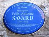 Plaque de Félix-Antoine Savard. Vue avant
