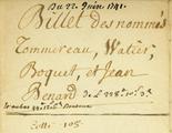 Document (Billet promissoire des soldats Thomas Watier, Jean Boquet et Nicolas Tomereau, engagés à M. de La Vérendrye, pour fournitures de voyages par Pierre de L'Estage)