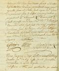 Document (Procuration de Charles Joseph d'Aillebout à .... pour réclamer ses appointements du trésorier général de la marine)