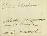 Document (Lettre de François De Lavaltrie à Mde de Lavaltrie)