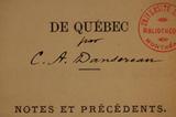 Brochure (La crise politique de Québec : notes et précédents). Annotation