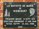 Plaque de La-Nativité-de-Marie-de-Biencourt. Vue avant