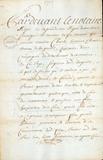 Document (Concession de terre de 6 arpents de front à la petite rivière de Montréal, par Charles Lemoyne aux Frères Hospitaliers de la Croix)