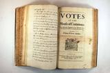 Livre (Votes of the House of Commons). Page de titre avec notes manuscrites