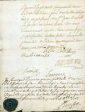 Document (Déclaration du chevalier Devilliers attestant le paiement au chevalier de La Corne d'une obligation consentie par Jean Robitaille, voyageur)