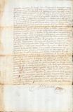 Document (Concession de terre, 2 arpents par 34, à Boucherville par Jacques Daneau, sieur Demuy à Charles Langevin dit Lacroix)