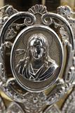 Détail de la coupe du calice, médaillon représentant saint Luc