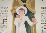 Peinture murale (Saint Joseph et Jésus enfant). Vue de détail