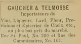 Gaucher et Telmosse. Publicité