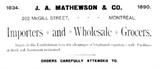 J. A. Mathewson and Company. Publicité