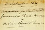 Document (Concession de 30 arpents à Urbain Tessier dit Lavigne)