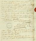 Document (Procuration de Charles Joseph d'Aillebout à .... pour réclamer ses appointements du trésorier général de la marine)