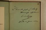 Livre (Notes sur le Canada). Signature