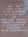 Plaque de l'église de Sainte-Rose-de-Lima. Vue avant