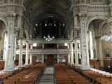 Église Notre-Dame-des-Neiges. Vue de l'intérieur, du choeur vers le revers de façade