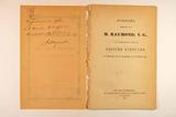 Brochure (Discours prononcé par M. Raymond, V.G. à la translation du corps de Messire Girouard, au Séminaire de St. Hyacinthe le 17 juillet 1861). Page de titre avec annotation