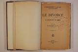Livre (Le divorce et la séparation de corps). Page de titre