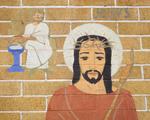Station de chemin de croix (Jésus est condamné à mort). Vue de détail
