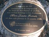 Plaque de Marie-Josèphte Fitzbach. Vue avant