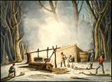 Préparation du sucre d'érable, Bas-Canada/ Philip John Bainbrigge - vers 1837.