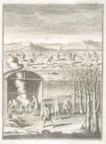 Fabrication du sirop d'érable par les Amérindiens en Nouvelle-France/ Lafitau, Joseph François. Moeurs des sauvages ameriquains comparées aux moeurs des premiers temps. 2. Paris : Chez Saugrain l'aîné, C.E. Hochereau, 1724. E58 L16 fol.. P. 154.