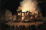L'incendie du Parlement à Montréal, Joseph Légaré, vers 1849.