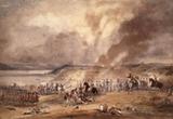 Représentation de la bataille de Québec (aussi décrit comme le bataille de Sainte-Foy), le 28 avril 1760