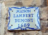 Maison Lambert-Dumont. Plaque. Vue avant