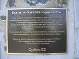 Plaque de l'église de Saint-François-du-Lac. Vue avant