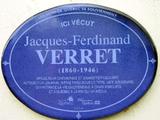 Plaque de Jacques-Ferdinand Verret. Vue avant