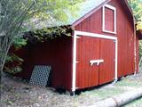 Garage du domaine Moses-Brown. Vue d'angle