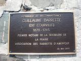 Plaque de Guillaume Barrette. Vue avant
