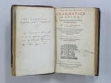 Livre (Ger. Joann. Vossii grammatica latina : ex decreto illustr. D.D. Holl. West-Frisiaeque Ordinum, in usum scholarum adornata ...). Page de titre avec annotation et signature de Pierre-Joseph-Olivier Chauveau