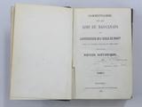 Livre (Commentaires sur les lois du Bas-Canada, ou, Conférences de l'École de droit liée au Collège des RR. PP. Jésuites : suivis d'une notice historique (Tomes I et II)). Page de titre