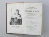 Livre (Histoire religieuse, politique et littéraire de la Compagnie de Jésus : composée sur les documents inédits et authentiques (Tome V)). Page de titre et frontispice avec signature
