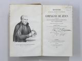 Livre (Histoire religieuse, politique et littéraire de la Compagnie de Jésus : composée sur les documents inédits et authentiques (Tome VI)). Page de titre et frontispice avec signature