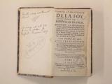 Livre (Premier établissement de la foy dans la Nouvelle-France : contenant la publication de l'evangile, l'histoire des colonies françoises, & les fameuses découvertes depuis le fleuve de Saint-Laurent, la Loüisiane & le fleuve Colbert jusqu'au golphe Mexique, achevées sous la conduite de feu Monsieur de la Salle : avec les victoires remportées en Canada par les armes de Sa Majesté sur les anglois & les iroquois en 1690 (Ex. I)). Page de titre et notes manuscrites au début du livre