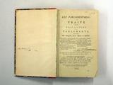 Livre (Lex parliamentaria, ou, Traité de la loi et coutume des parlements, montrant leur antiquité, noms, espèces et qualités). Page de titre