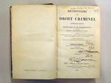 Livre (Dictionnaire du droit criminel : répertoire raisonné de législation et de jurisprudence, en matière criminelle, correctionnelle et de police). Page de titre