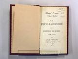Livre (La franc-maçonnerie dans la province de Québec en 1883). Page de titre