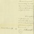 Document (Requête de Nicolas Eustache Lambert Dumont, fils, au Roi, demandant d'être mis en possession de l'Ile-à-la-Fourche. Avec plan en couleur par Louis Charland)
