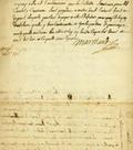 Document (Jugement en faveur de Louise Denis veuve D'Aillebout d'Argenteuil contre Marie Madeleine Dumouchel, veuve de Claude Maurice Lafantaisie, pour billet dûs)