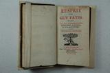 Livre (L'esprit de Guy Patin : tiré de ses conversations, de son cabinet, de ses lettres & de ses autres ouvrages). Page de titre