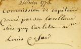 Document (Commission de capitaine de milice à Louis Defonds)