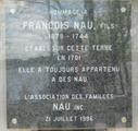 Plaque en hommage à François Nau. Vue avant