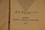 Livre (Le pèlerinage de la bonne Sainte-Anne : contenant une vie de Sainte-Anne, une notice historique sur les pèlerinages de la bonne Sainte-Anne du Nord, du Bout-de-L'Ile, de Varennes, de la Beauce, etc., suivie d'une neuvaine à sainte Anne, des prières de la messe, préparations à la confession et à la communion, chemin de la croix, prières, etc., à sainte Anne). Signature