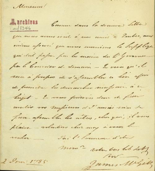Document (Lettre de James McGill à Pierre Guy)  Répertoire du