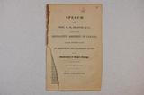 Brochure (Speech of the Hon. W.H. Draper, Q.C., at the bar of the Legislative Assembly of Canada, (Friday, November 24, 1843) in defence of the chartered rights of the University of King's College). Page de titre